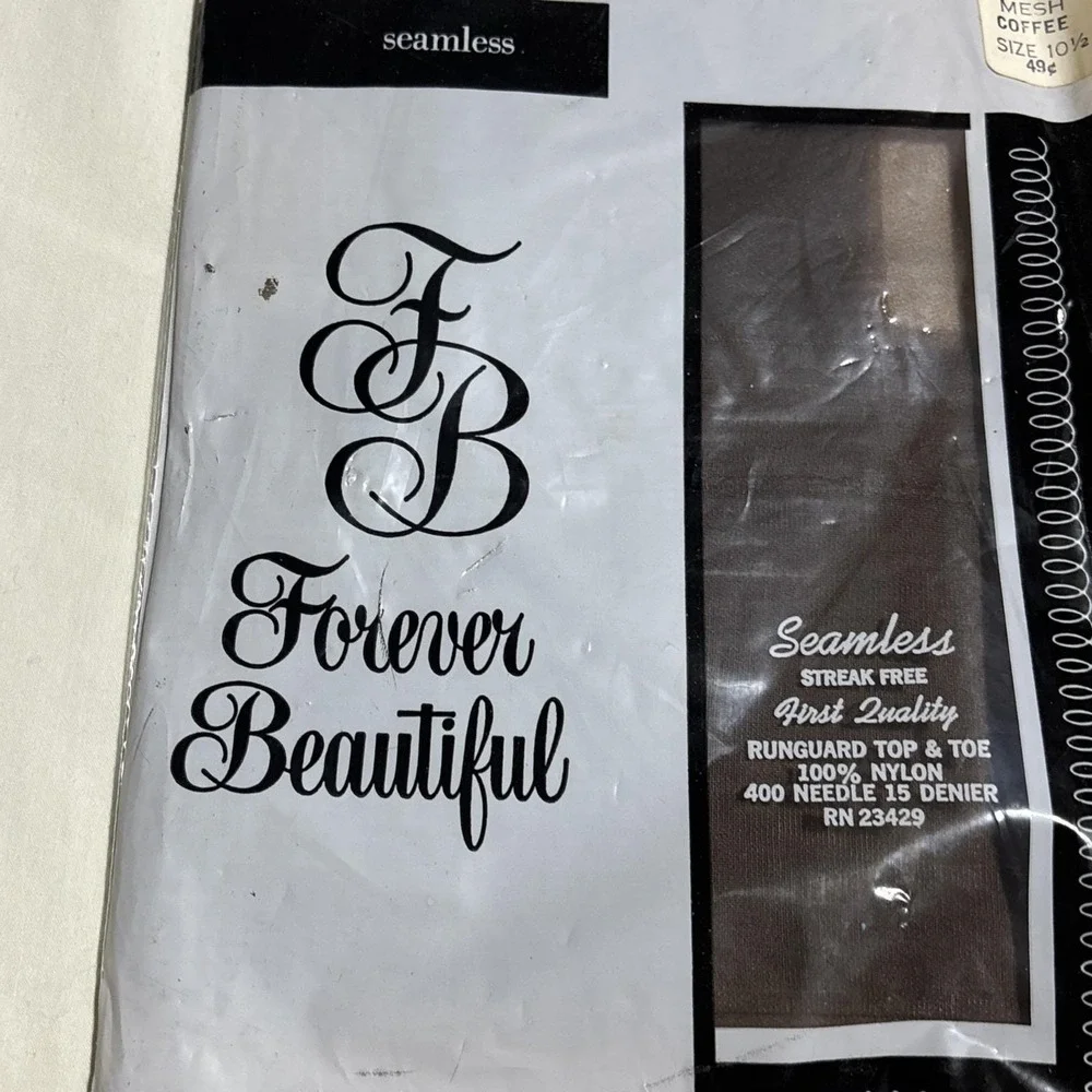 Vintage 1960s Coffee Stretch Nylon Pantyhose Forever‎ Beautiful Size 10.5